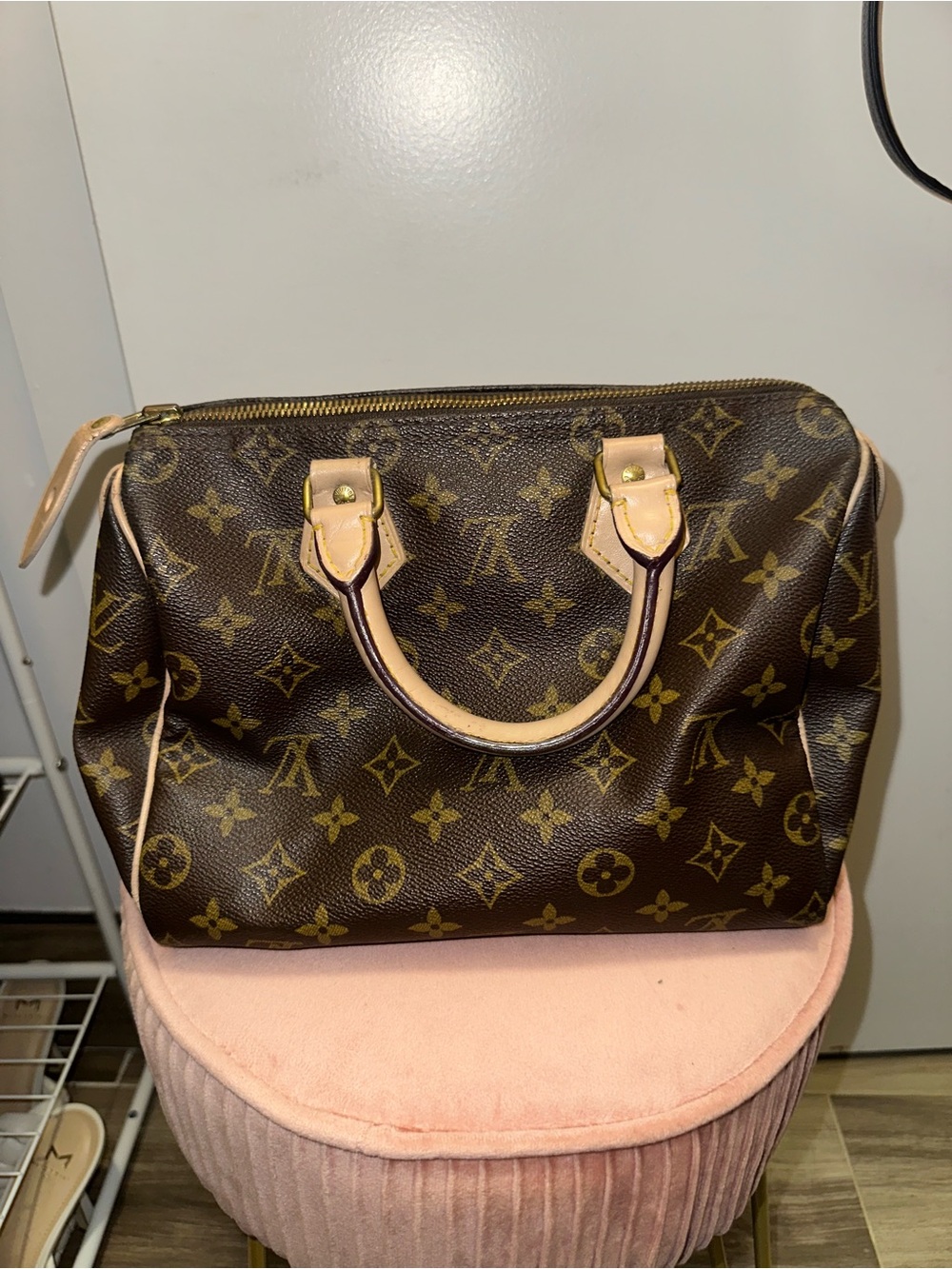 Louis Vuitton Brown Monogram Canvas Satchel  Authentic Vintage Speedy 25